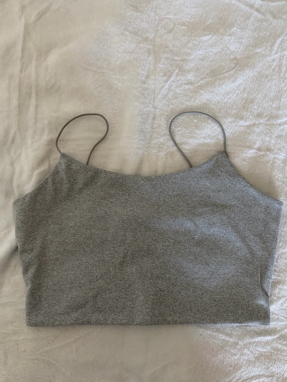 Women’s Grey Spaghetti Strap Crop Tank Top